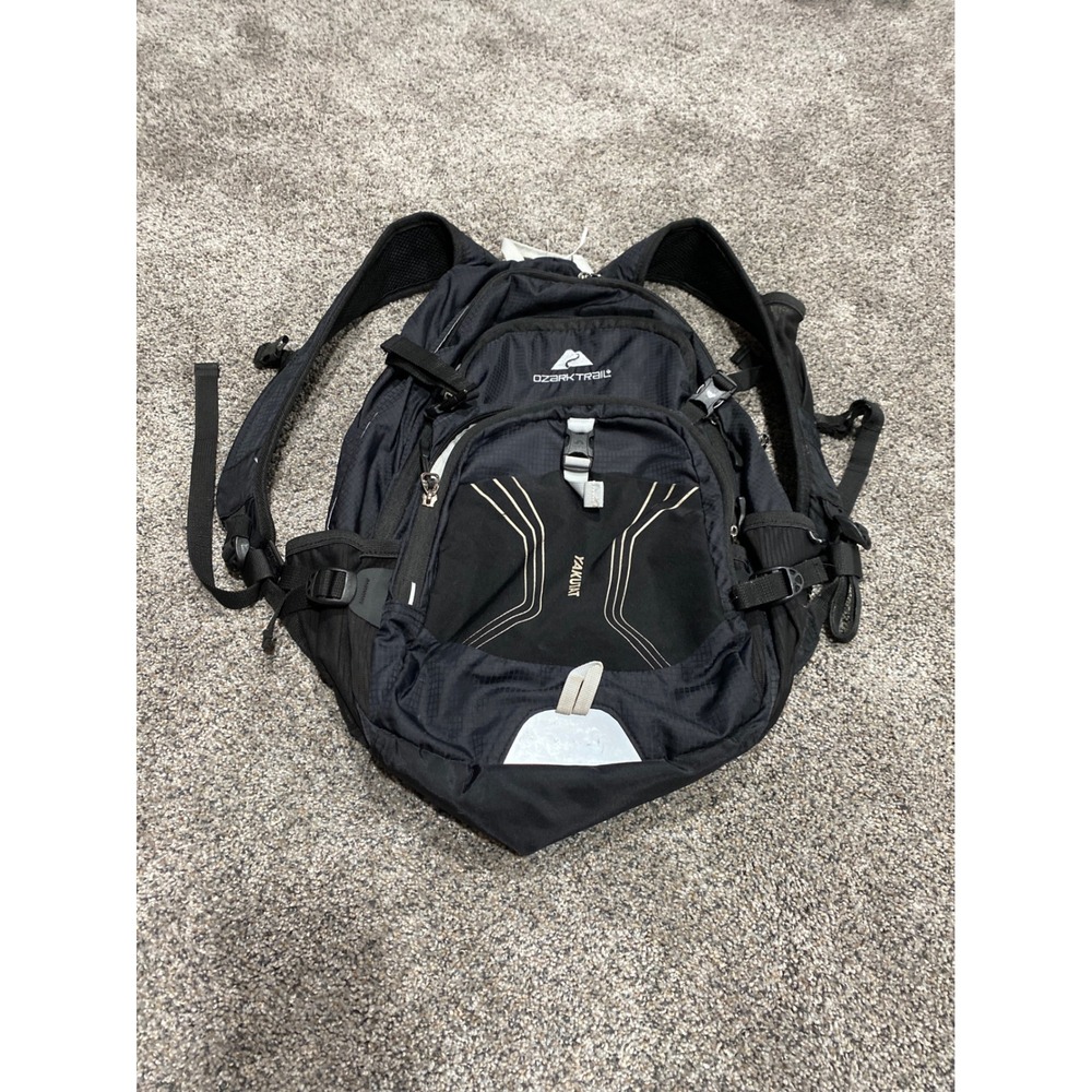 Ozark Trail Yakutat Backpack Black Ripstop Hiking Daypack Hydration Compatible